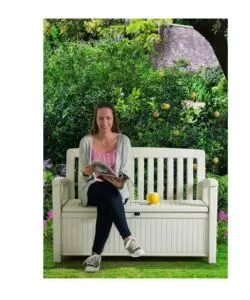 CASSAPANCA KETER "PATIO STORAGE BENCH" IN RESINA BIANCO, 132X61,2X89 CM